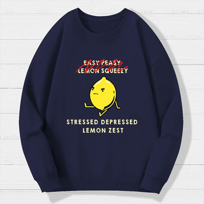 Stressed Depressed Lemon Zest Geek Cotton Sweatshirt