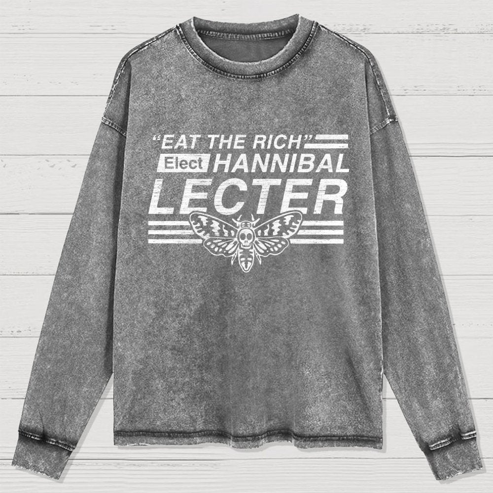 Eat The Rich Washed Long Sleeve Tee