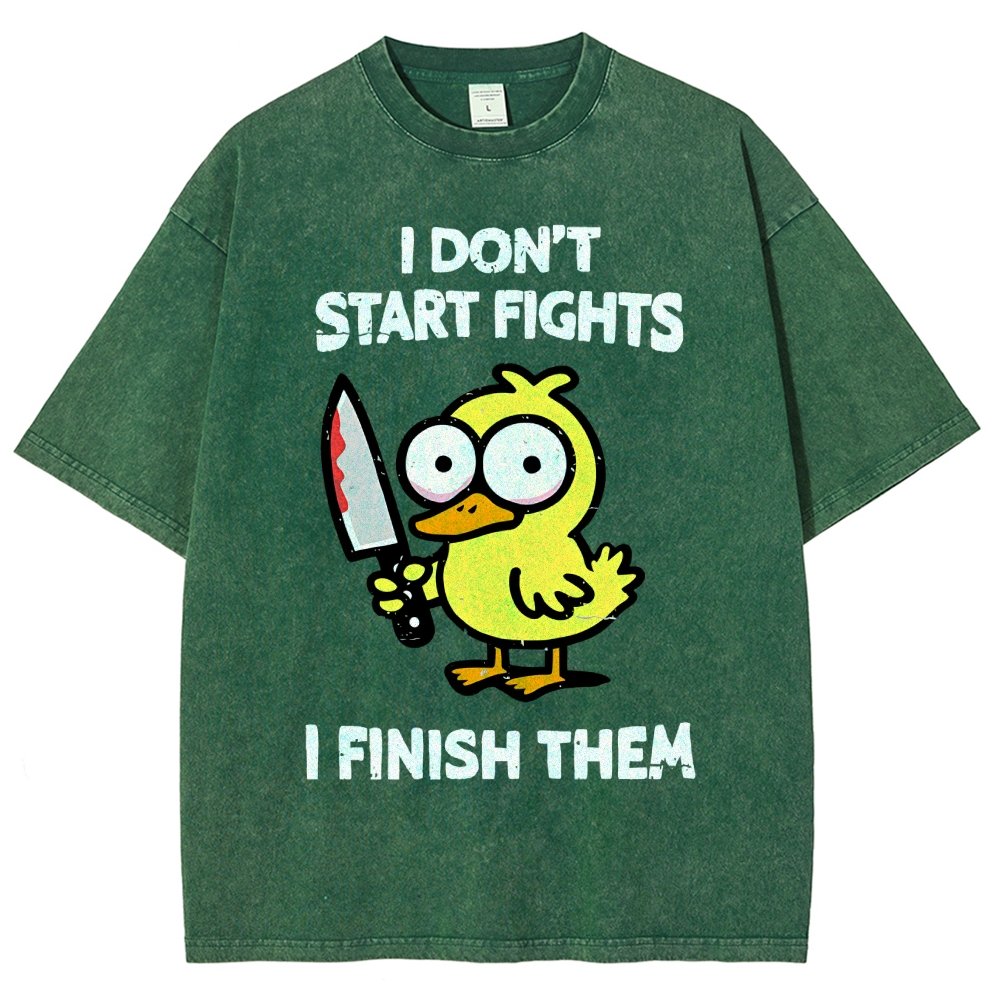 I Don't Start Fights Vintage Distressed T-shirt
