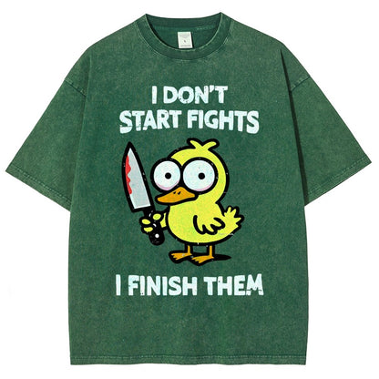 I Don't Start Fights Vintage Distressed T-shirt