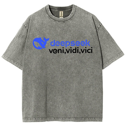 Deepseek R1 Graphic Vintage Distressed T-shirt