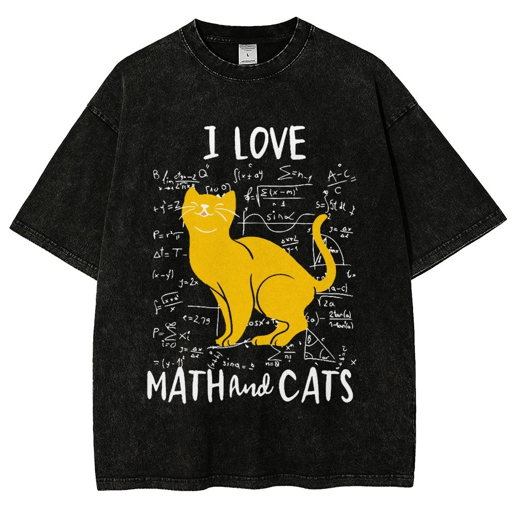 I Love Math And Cats Vintage Distressed T-shirt