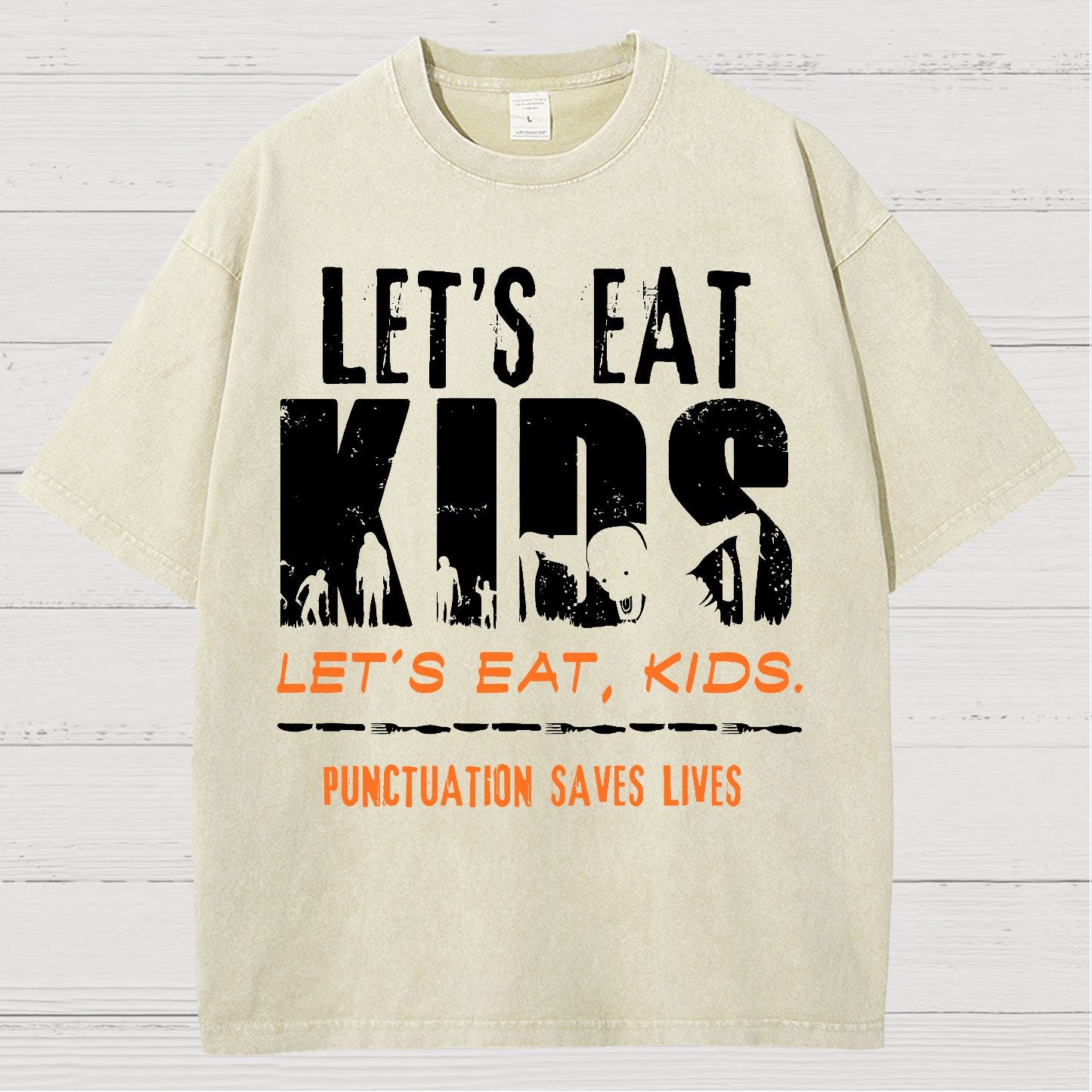 Let’s Eat Kids - Punctuation Saves Lives Vintage Distressed T-shirt