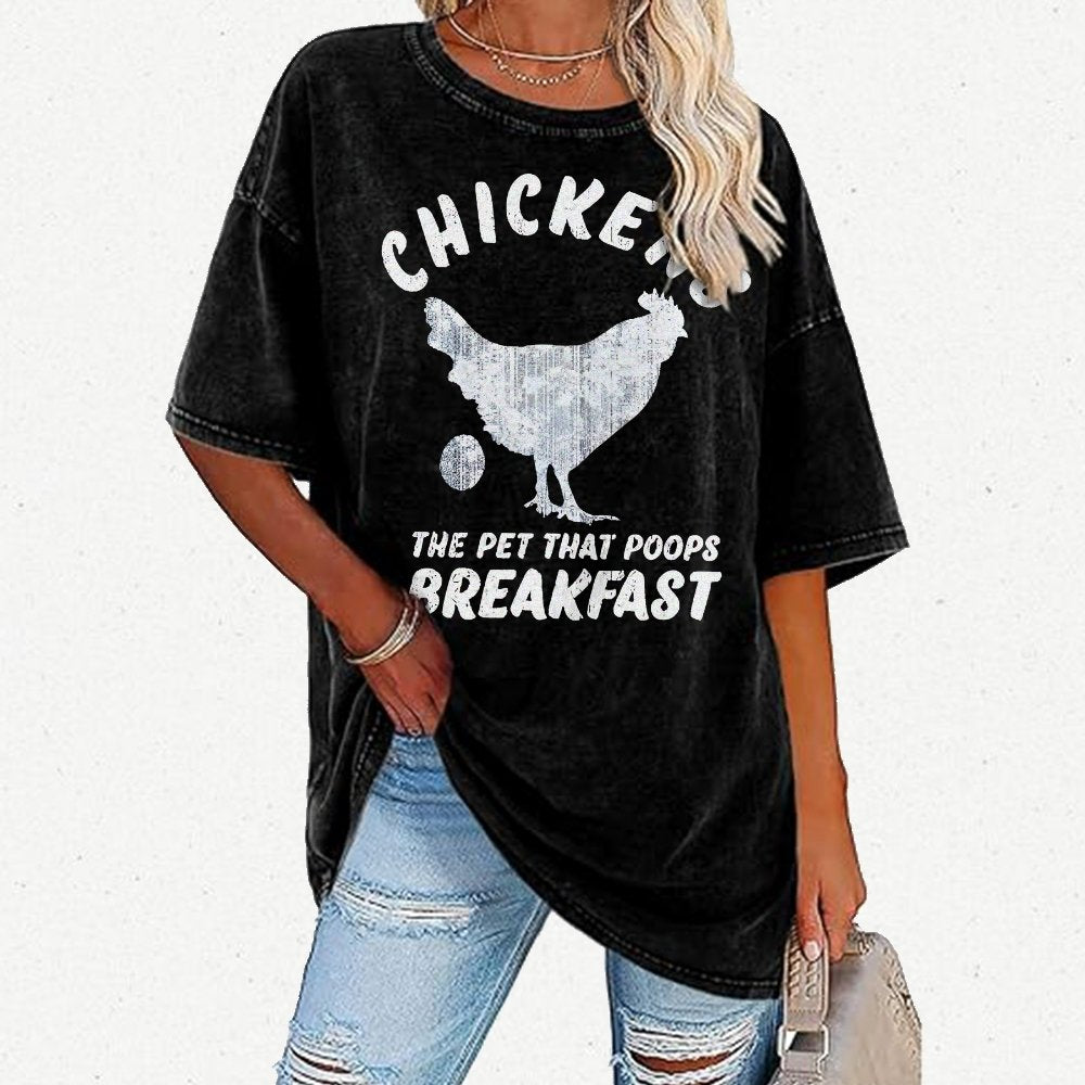 Chickens Poop Breakfast Vintage Distressed T-shirt