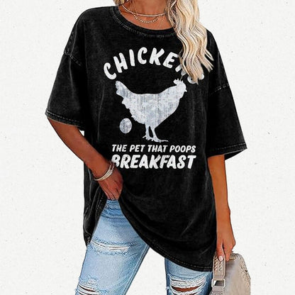 Chickens Poop Breakfast Vintage Distressed T-shirt