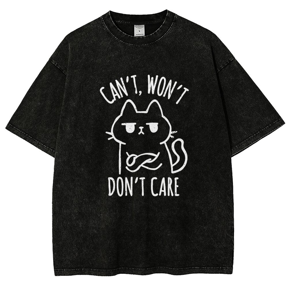 Can't Won't Don't Care Vintage Distressed T-shirt
