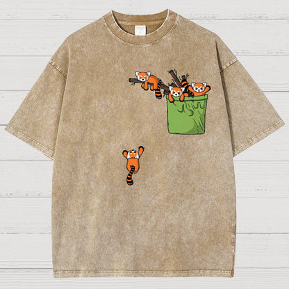 Pocket Red Panda Vintage Distressed T-shirt
