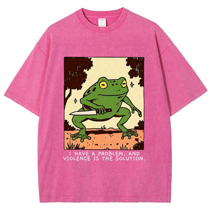 Frog Violence Vintage Distressed T-shirt
