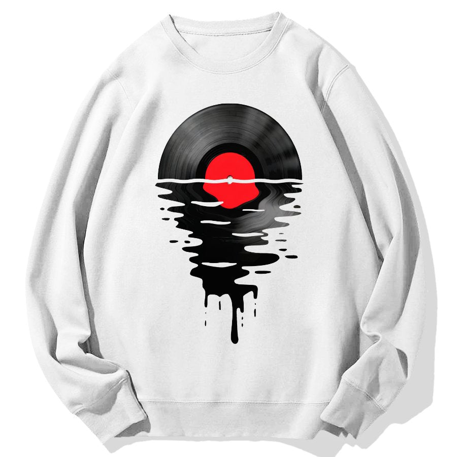 Vinyl LP Music Record Sunset Red Geek Cotton Sweatshirt
