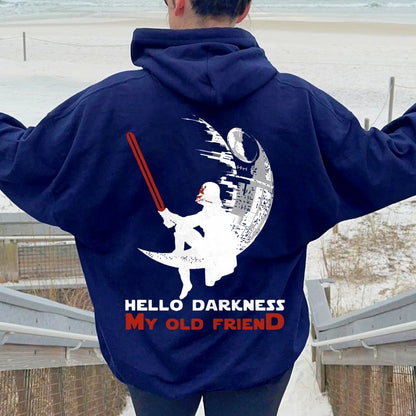 Hello Darkness My Old Friend Printed Back Unisex Cotton Hoodie