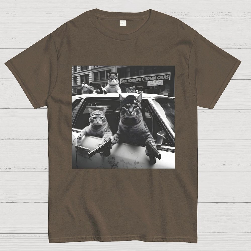 Funny Cat Gang Vintage Unisex Geek T-Shirt