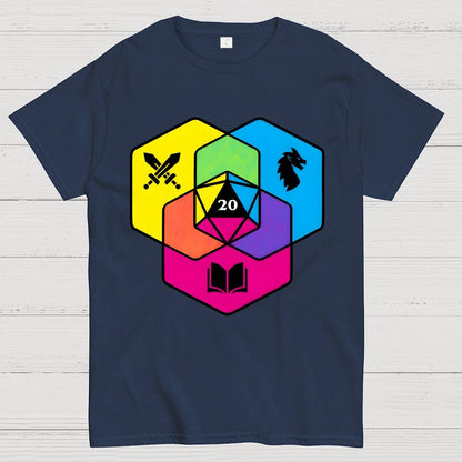 RPG CMYK Dice Venn Diagram Geek T-Shirt