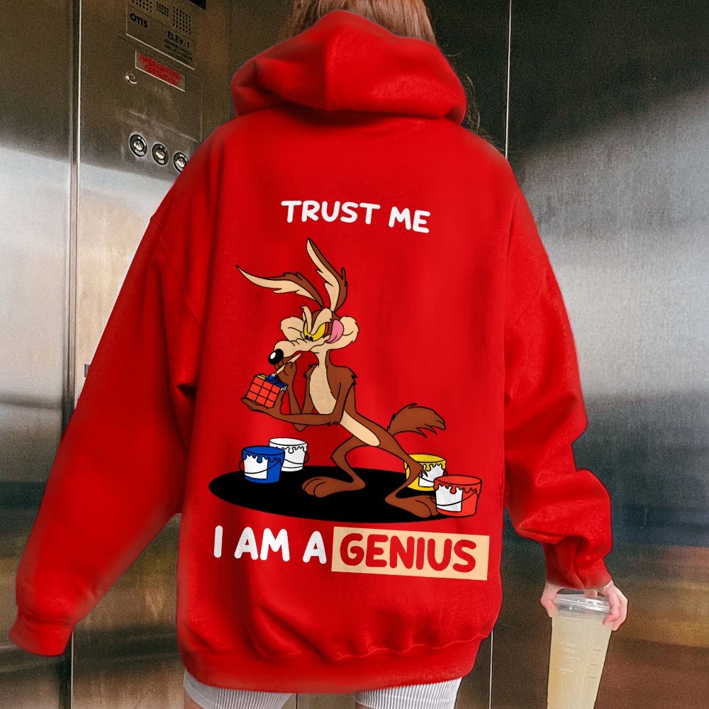 Trust Me I'm a Genius Printed Back Cotton Hoodie