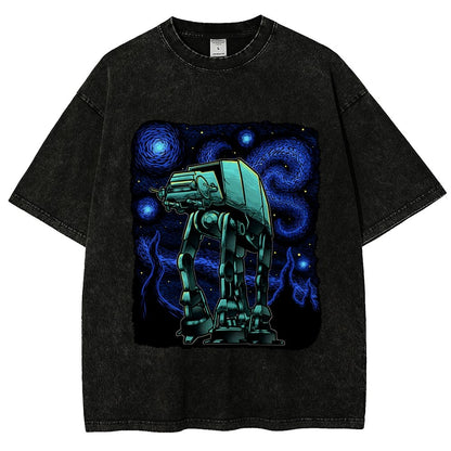 Armored Tank Starry Night Vintage Distressed T-shirt