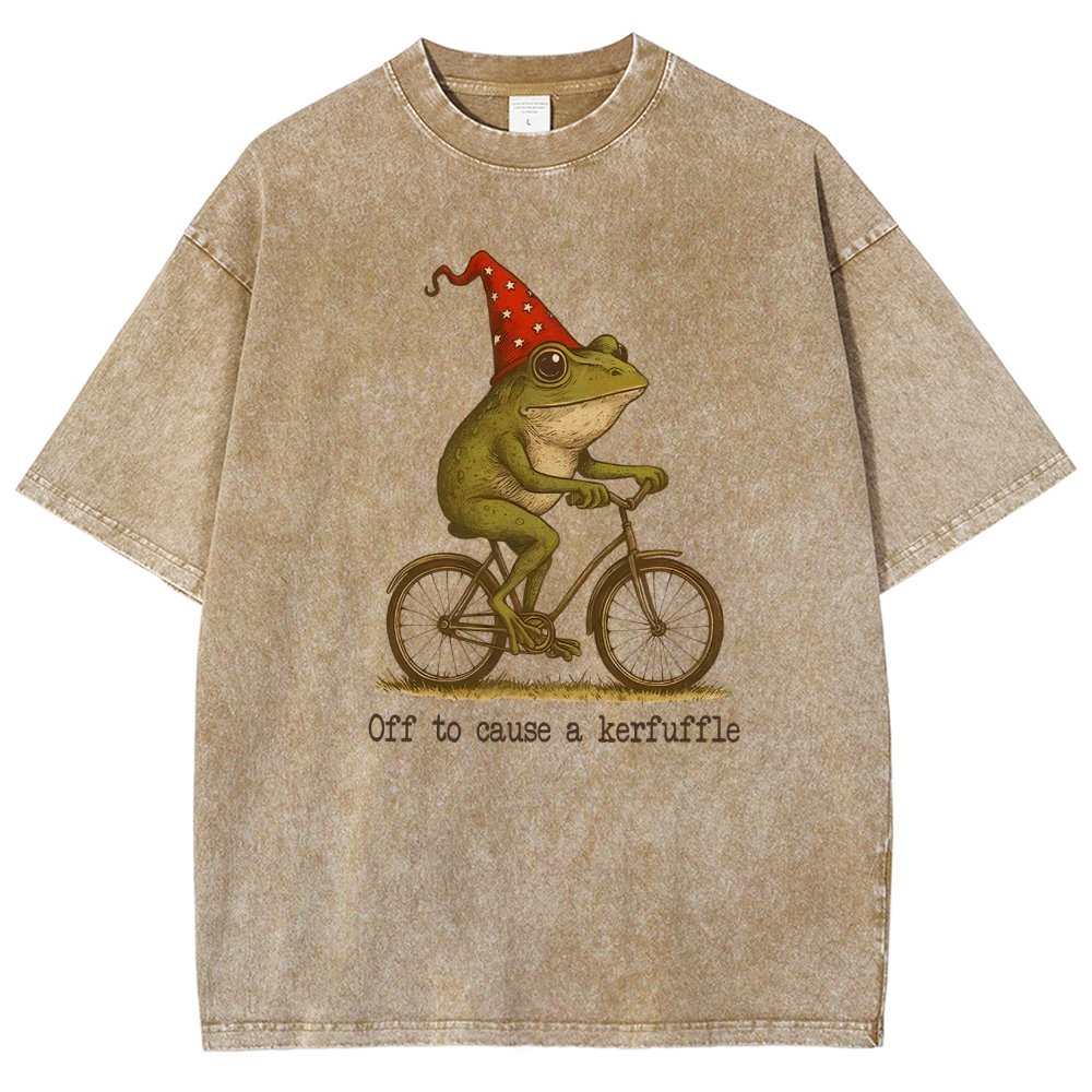 Off to Cause a Kerfuffle Frog Vintage Distressed T-shirt