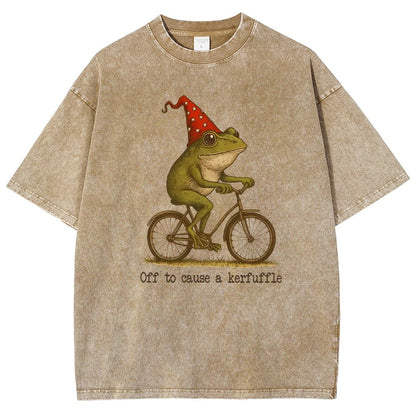 Off to Cause a Kerfuffle Frog Vintage Distressed T-shirt