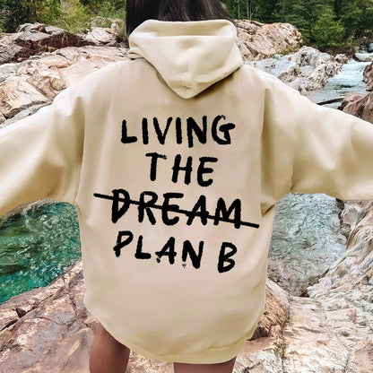 Living Plan B Printed Back Unisex Cotton Hoodie