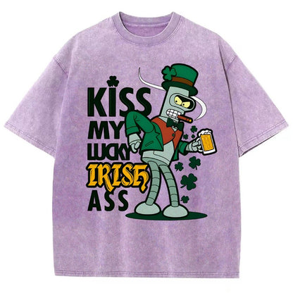 Kiss my Lucky Irish-St. Patrick's Day Vintage Distressed T-shirt