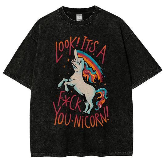 F-You Unicorn Vintage Distressed T-shirt