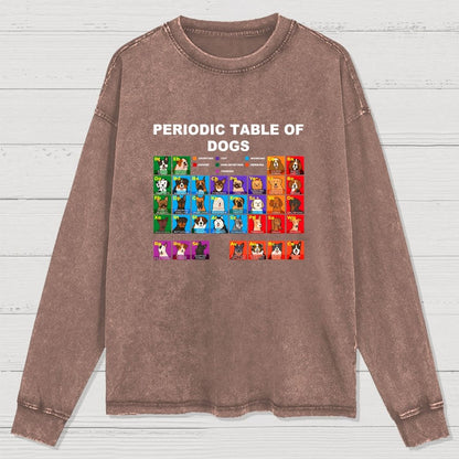 Periodic Table Of Dogs Dog Lover  Funny Science Washed Long Sleeve Tee