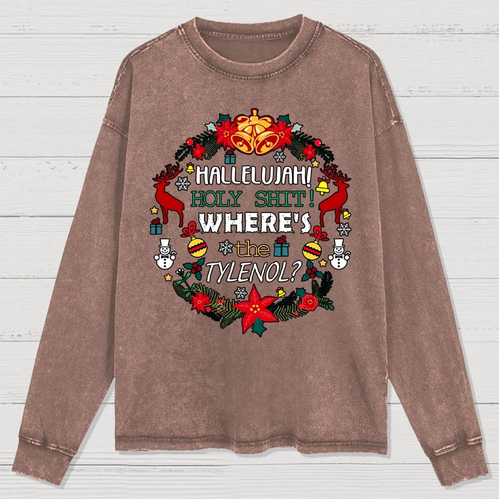 Where's The Tylenol Christmas. Autism Awareness Washed Long Sleeve Tee