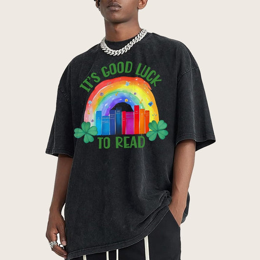 It's Good Luck to Read Shirt, St. Patrick's Day Reading Vintage Distressed T-shirt