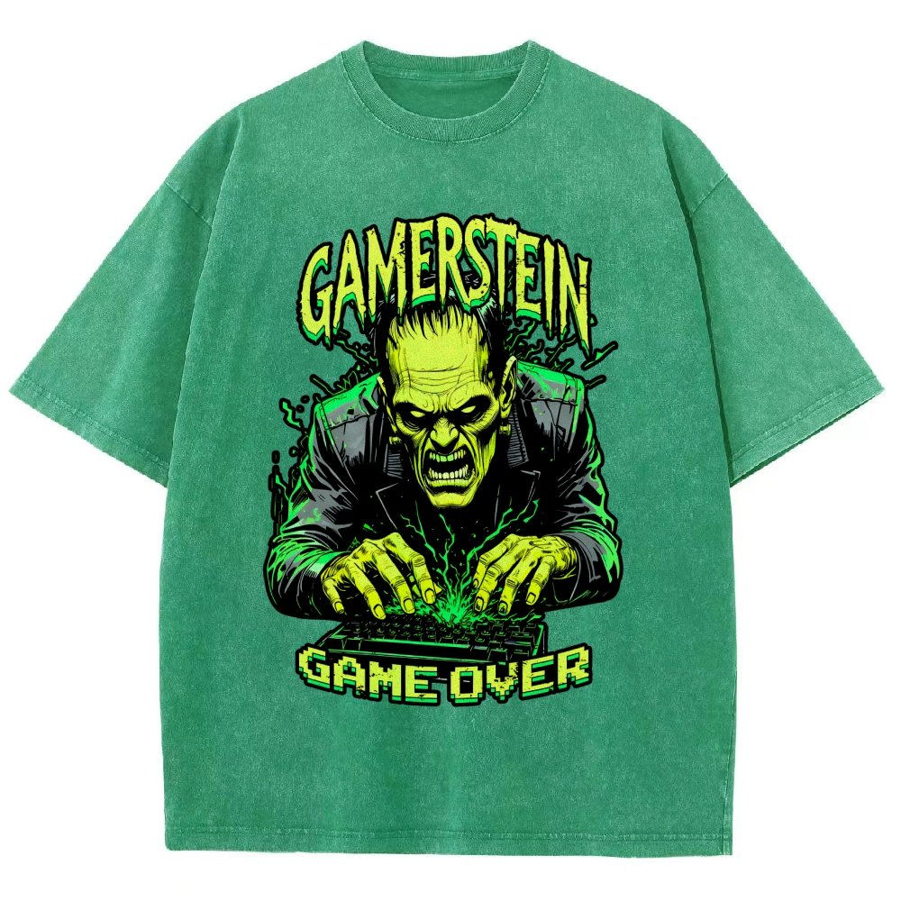 Gamerstein Game Over Funny Halloween Vintage Distressed T-shirt