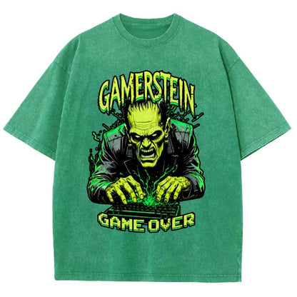 Gamerstein Game Over Funny Halloween Vintage Distressed T-shirt