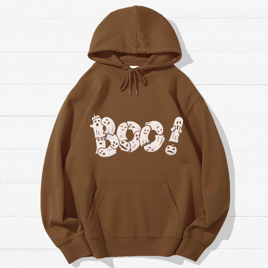 Boo - Funny Cute Ghost Typography Geek Cotton Hoodie