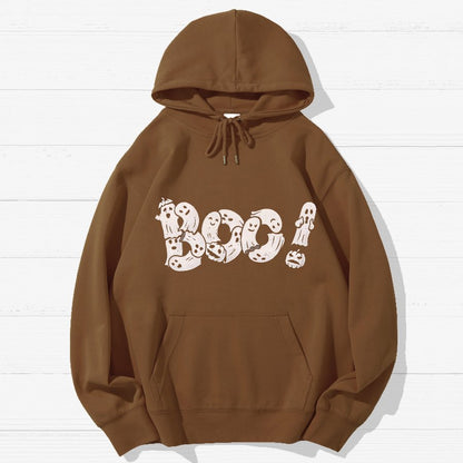 Boo - Funny Cute Ghost Typography Geek Cotton Hoodie