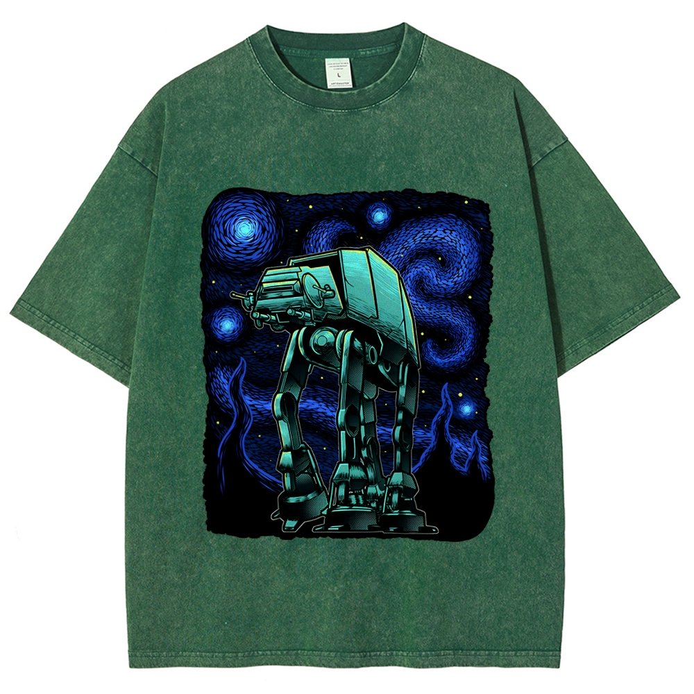 Armored Tank Starry Night Vintage Distressed T-shirt