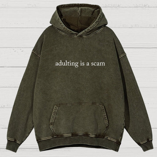 Adulting Is A Scam Vintage Distressed Hoodie
