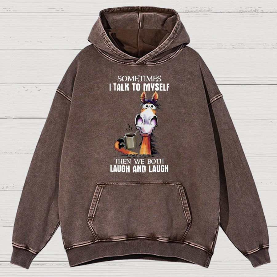 Sometimes I Talk To Myself Vintage Distressed Hoodie