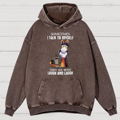 Sometimes I Talk To Myself Vintage Distressed Hoodie