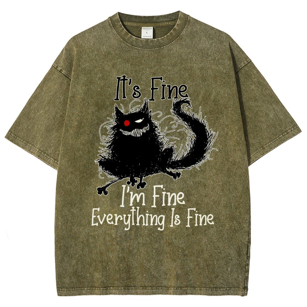 It's fine funny cat Vintage Distressed T-shirt