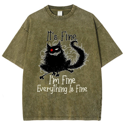 It's fine funny cat Vintage Distressed T-shirt
