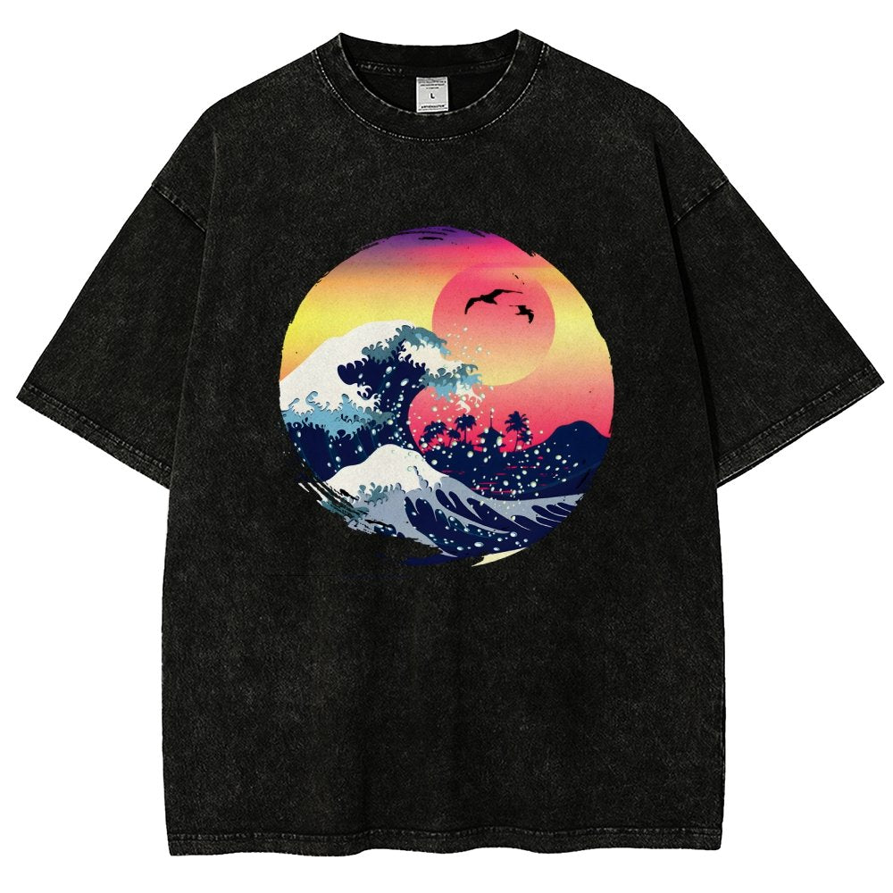 The Great Waves Vintage Distressed T-shirt