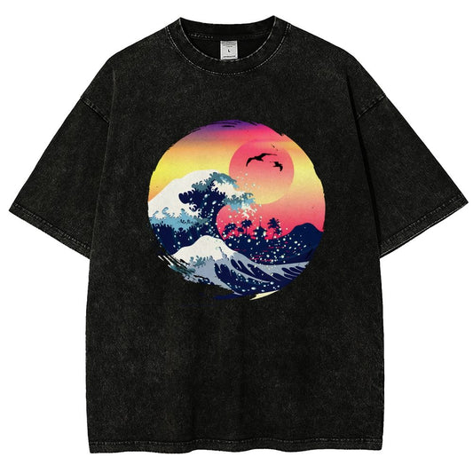 The Great Waves Vintage Distressed T-shirt