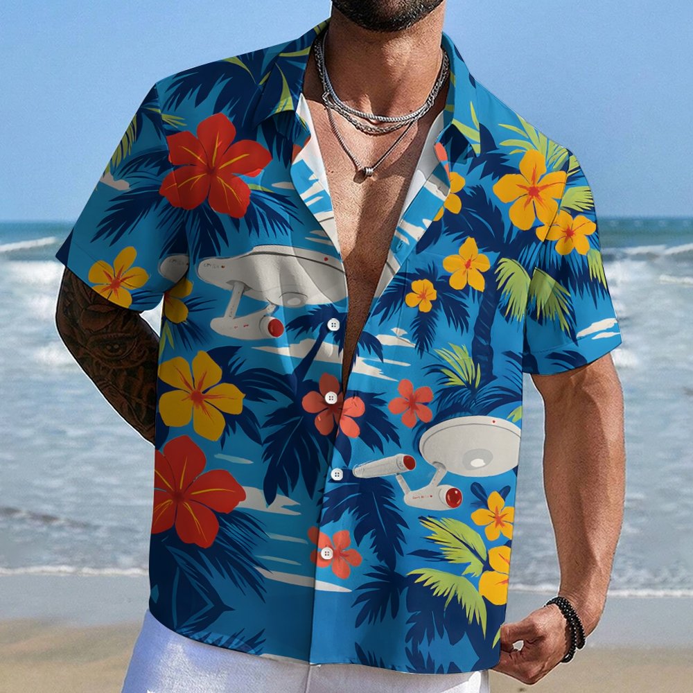 Space Ship Flower Geek Hawaiian Shirt