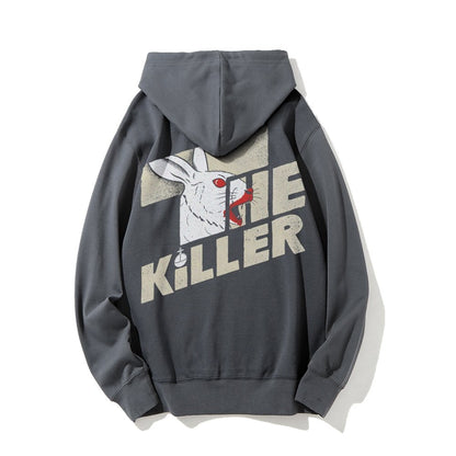 Mysterious Rabbit Printed Back Unisex Cotton Hoodie