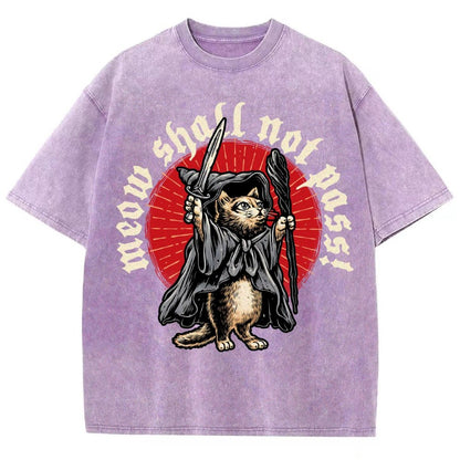 Meow Shall Not Pass Vintage Distressed T-shirt