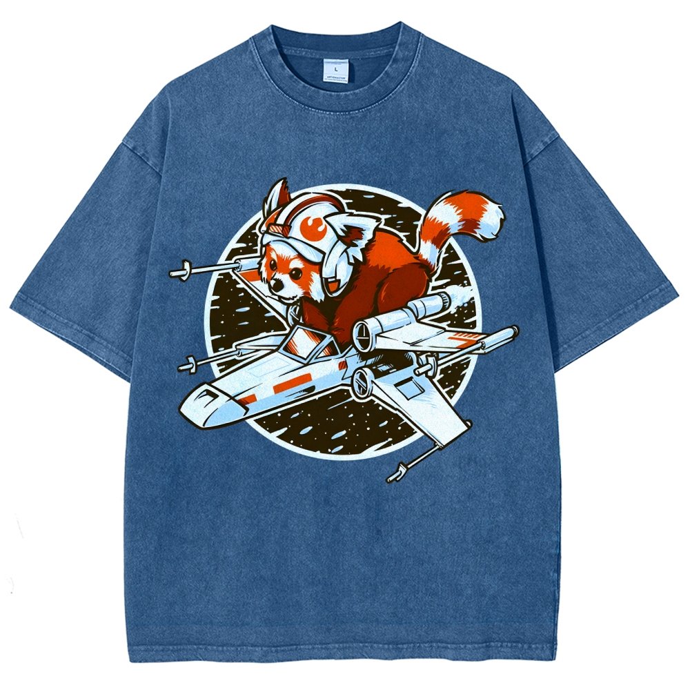 Red panda Standing By Vintage Distressed T-shirt