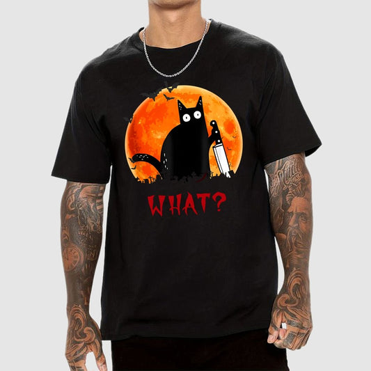 Cat What Funny Halloween Unisex Geek T-Shirt