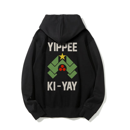 YIPPEE KI-YAY Printed Back Unisex Cotton Hoodie