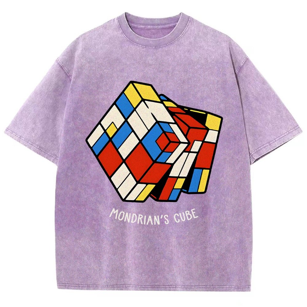 The Mondrian Rubik Cube Vintage Distressed T-shirt