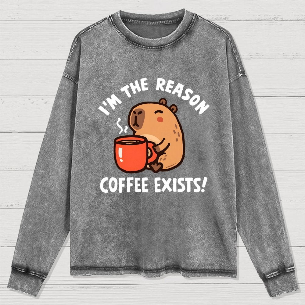 The Reason Coffee Exists Washed Long Sleeve Tee