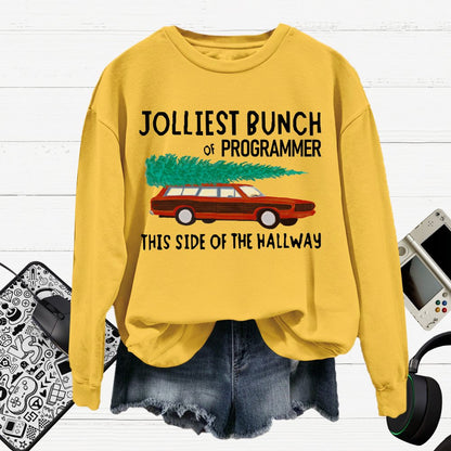Jolliest Bunch Of Programmer Christmas Cotton Pullover Sweatshirt