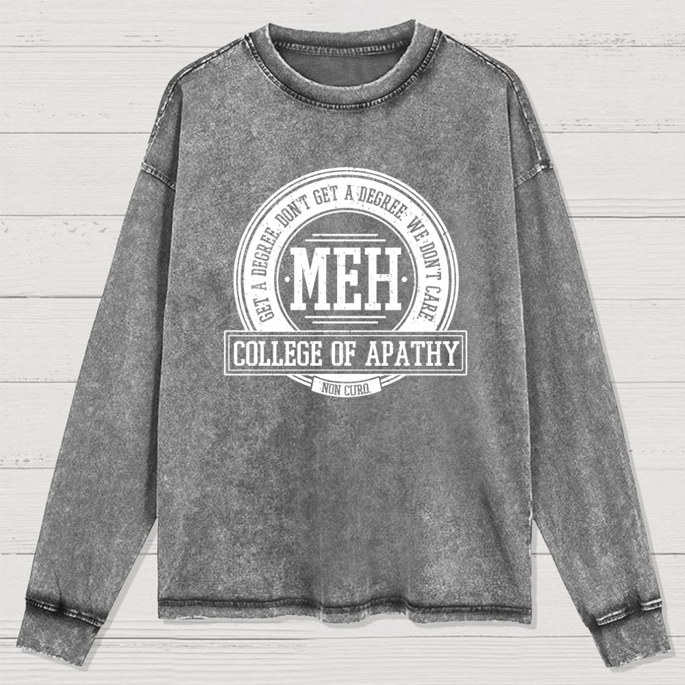 College of Apathy Washed Long Sleeve Tee