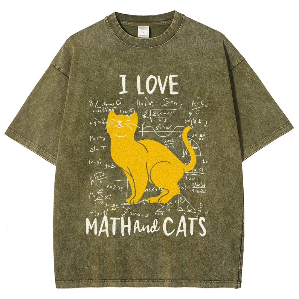 I Love Math And Cats Vintage Distressed T-shirt