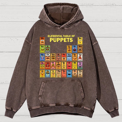 Elemental Table Of Puppets Vintage Distressed Hoodie